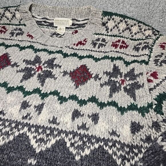 Hand Knit Wool Grandpa Sweater Mens L Safari Travel Chunky Vtg Banana Republic - Picture 3 of 11